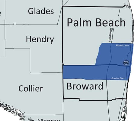 miami dade and monroe county map